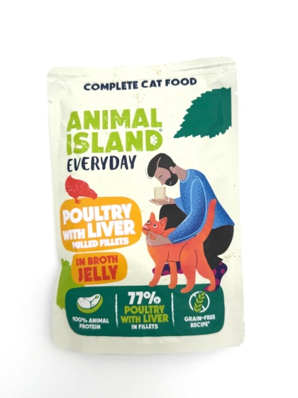 Animal Island Everyday – Szarpane fileciki z drobiu i wątróbki w galarecie, saszetka 85 g