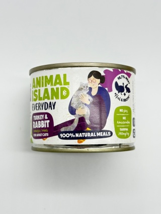 Animal Island Karma mokra dla kota z indykiem i królikiem 200g