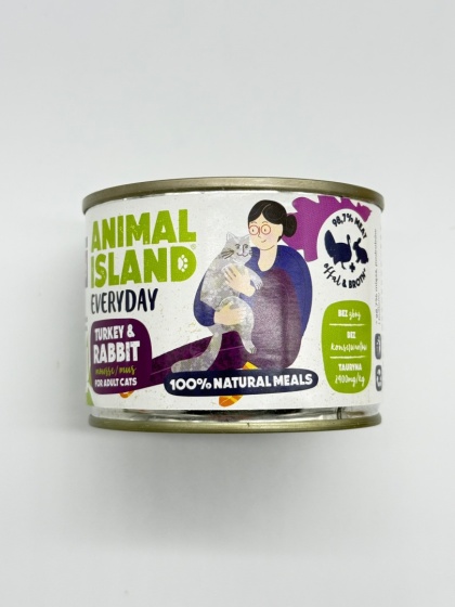 Animal Island Karma mokra dla kota z indykiem i królikiem 200g