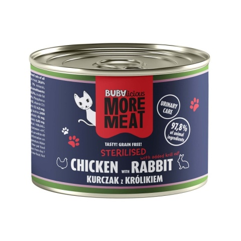 BUBAlicious More Meat karma dla kota duo 185 g STERILISED KURCZAK KRÓLIK