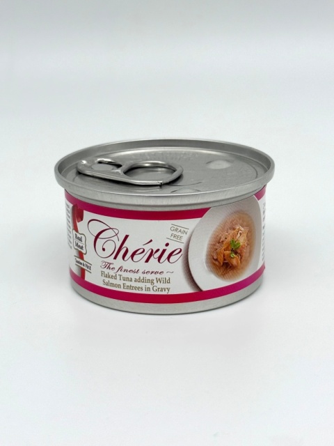 Cherie kawałki tuńczyka z dzikim łososiem w sosie 80g
