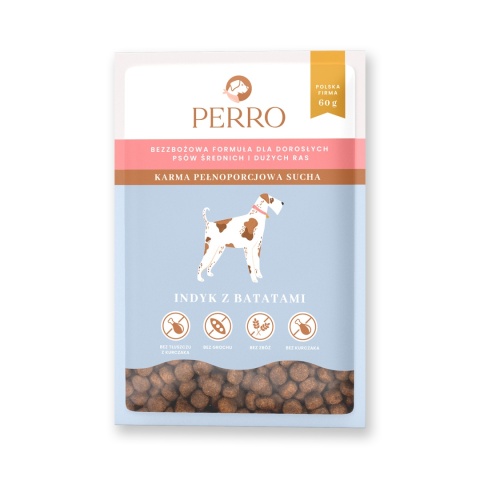 Perro Indyk z batatami dla dorosłych psów średnich i dużych ras- próbka 60g