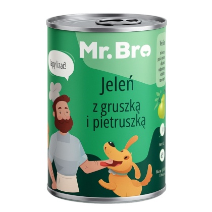 Mr. Bro Jeleń z Gruszką i pietruszką 400g – Monoproteinowa