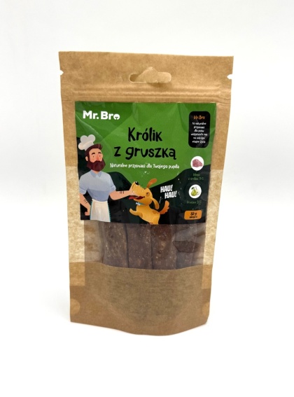 Mr. Bro Strips Królik z gruszką 80g