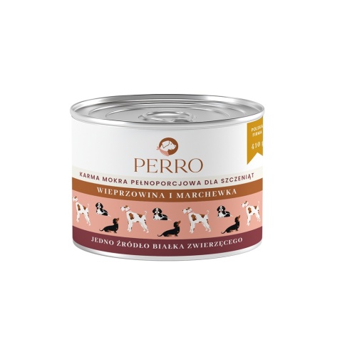Perro JUNIOR Wieprzowina i marchewka –Karma mokra dla szczeniąt wszystkich ras 410g