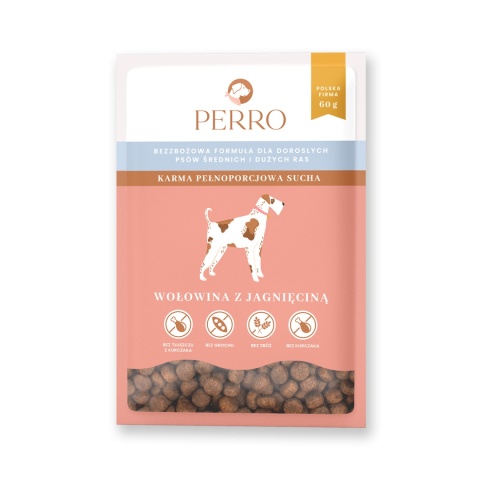 Perro Wołowina z jagnięciną dla dorosłych psów średnich i dużych ras. – próbka 60 g