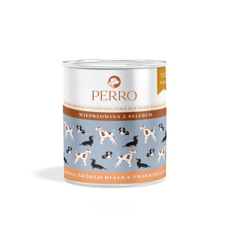 Perro Wieprzowina z selerem – Karma mokra dla psów dorosłych 850g