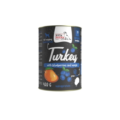 Syta Micha Karma mokra dla psa Indyk z jagodami i mango 400g