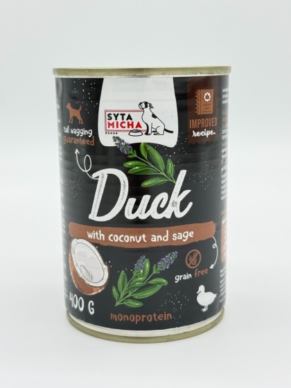 Syta Micha Karma mokra dla psa kaczka z kokosem i szałwią 400g