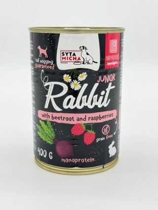 Syta Micha Karma mokra dla szczeniąt królik z burakiem i malinami 400g