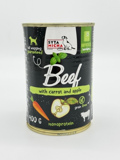 Syta Micha Karma mokra dla psa wołowina z marchewką, jabłkiem i bazylią 400g
