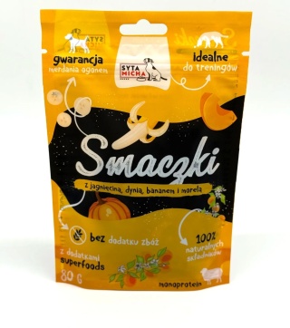Syta Micha Smaczki dla psa z jagnięciną, dynią, bananem i morelą 80g