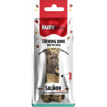 BUBAlicious XMAS kość Adult ze skóry dorsza z dodatkiem łososia, żurawiny oraz rozmarynu 17cm