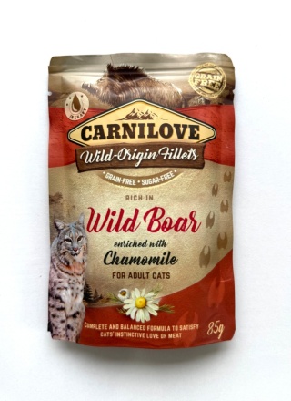 Carnilove Cat Pouch, dzik i rumianek, 85g