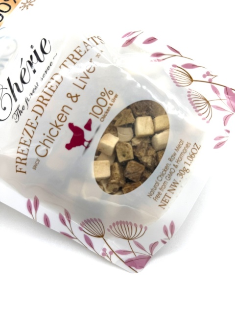 Cherie 100% liofilizowany kurczak i wątroba - przysmak dla kota i psa30g