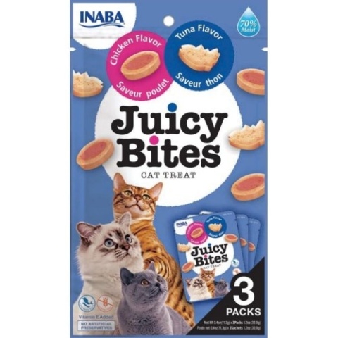 INABA Juicy Bites Kurczak i tuńczyk - przysmak dla kota - 3x11 g