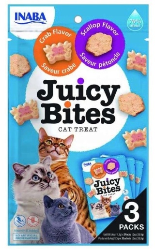 INABA Juicy Bites O smaku przegrzebków i kraba - przysmak dla kota - 3x11,3 g