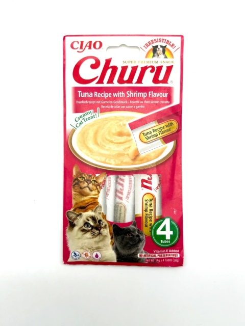 Inaba Cat Churu z tuńczykiem i krewetką 4x14g