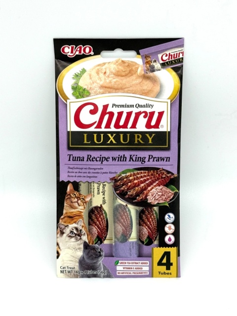 Inaba Churu Luxury Tuna Prawn - kremowe przysmaki z tuńczykiem i krewetkami tygysimi 4x14g