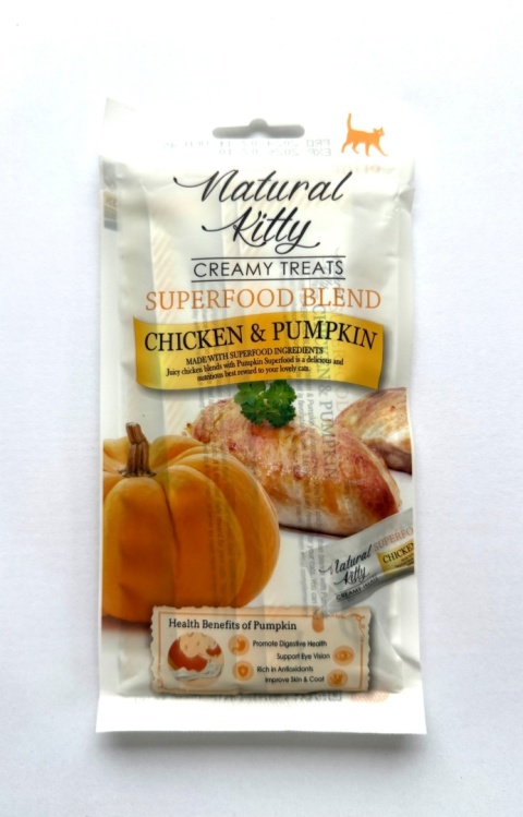 Natural Kitty - Krem z kurczaka i dyni 4x12g - Kremowe sticki