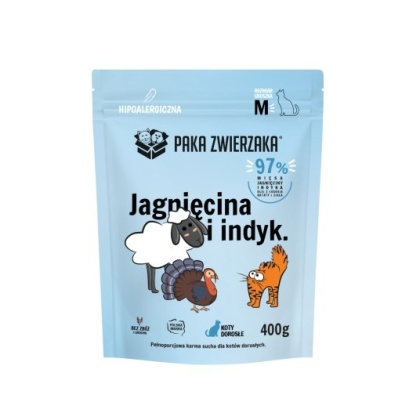 Paka Zwierzaka Karma sucha Paka Zwierzaka Jagnięcina i Indyk "M" 400 g