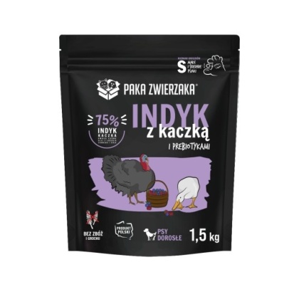 Paka Zwierzaka Karma sucha dla psa Indyk z kaczką "S" 1,5kg