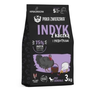 Paka Zwierzaka Karma sucha dla psa Indyk z kaczką "S" 3kg