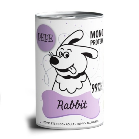 Paka Zwierzaka PEPE Karma mokra Rabbit (królik) 400g