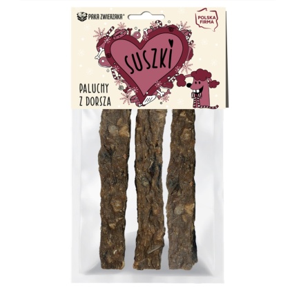 Paka Zwierzaka SUSZKI Paluchy z Dorsza 60 g – naturalny przysmak dla psa