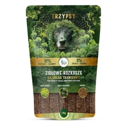 TRZYPSY ZIOŁOWE ROZKOSZE – Paski z Królika na układ trawienny 70 g
