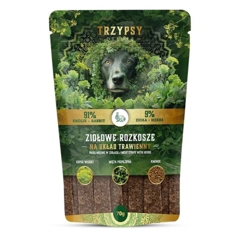TRZYPSY ZIOŁOWE ROZKOSZE – Paski z Królika na układ trawienny 70 g