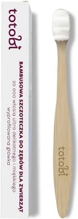 Totobi Bambusowa szczoteczka z wyprofilowaną główką i ultra miękkim włosiem, do zębów dla psa i kota