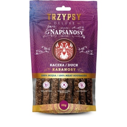 TrzyPsy - Napsanosy 80g - Kabanosy Kaczka - 100% mięsa