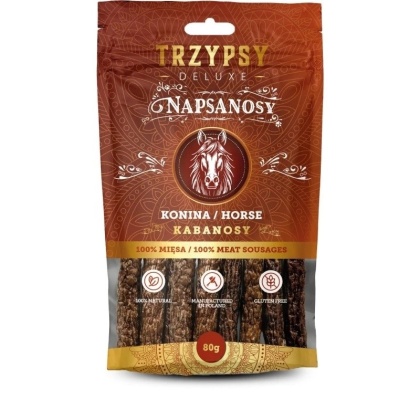 TrzyPsy - Napsanosy 80g - Kabanosy Konina - 100% mięsa