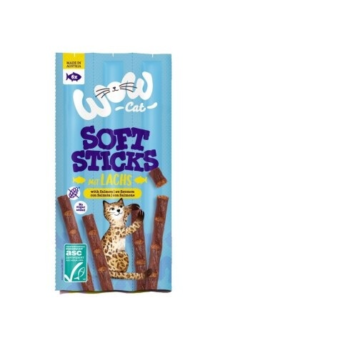 WOW CAT Soft Sticks Lachs - miękkie przysmaki z łososiem dla kota (6x5g)