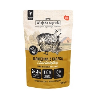 Wiejska Zagroda Karma mokra dla kota Jagnięcina z kaczką i kocimiętką (dorosły) 100g