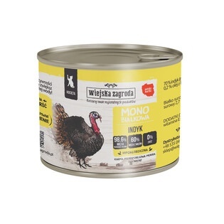 Wiejska Zagroda Karma mokra dla kota Monobiałkowa Indyk (kociak) 200g