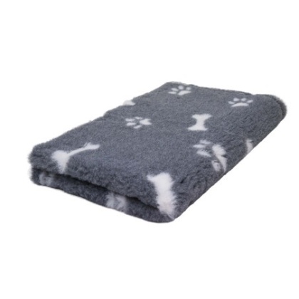 BUBA Legowisko antypoślizgowe DRY BED 28mm szary w białe łapy i kości 75x50 cm