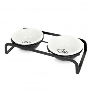 Barry King Zestaw 2 misek, dla kota, na stojaku metalowym, cermiczne, 12cm