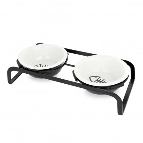 Barry King Zestaw 2 misek, dla kota, na stojaku metalowym, cermiczne, 12cm
