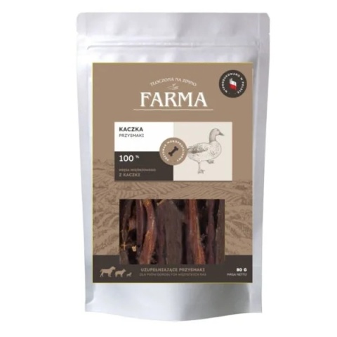 FARMA Suszone Paski z Kaczki 80 g – 100% mięsa mięśniowego