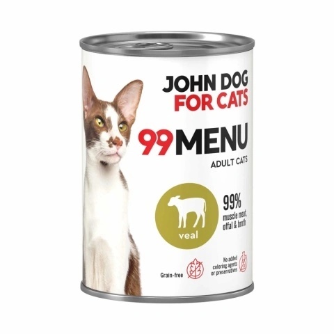 John Dog for Cats 99 MENU Cielęcina 400 g – wysokomięsna karma mokra dla kota