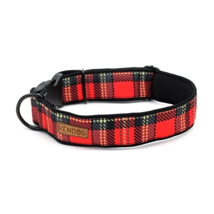 KENDOG Obroża dla psa HANDMADE „Szkocka krata” – brudoodporna i wodoodporna S (30–45 cm) szer. 2cm