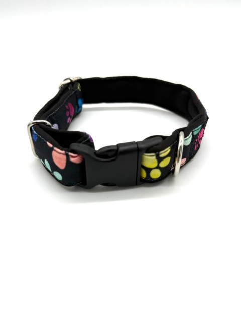 KENDOG Obroża dla psa HANDMADE „Kolorowe Łapki” – brudoodporna i wodoodporna S(30–45 cm) szer. 2cm
