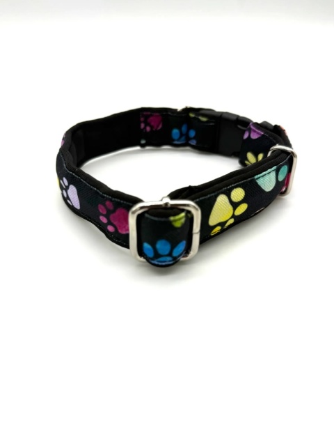 KENDOG Obroża dla psa HANDMADE „Kolorowe Łapki” – brudoodporna i wodoodporna S(30–45 cm) szer. 2cm