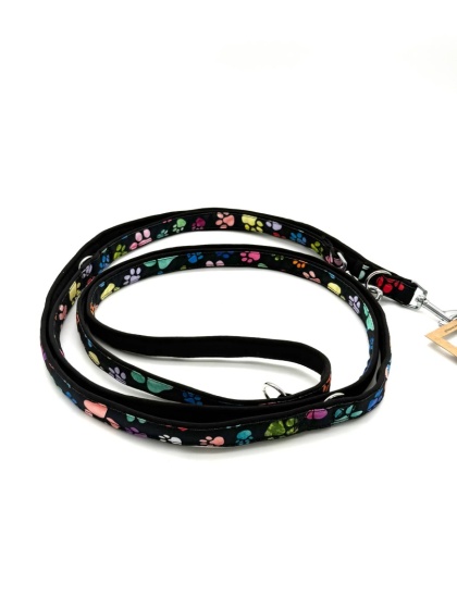 KENDOG Smycz przepinana "Kolorowe Łapki" dł.300cm, szer. 2cm
