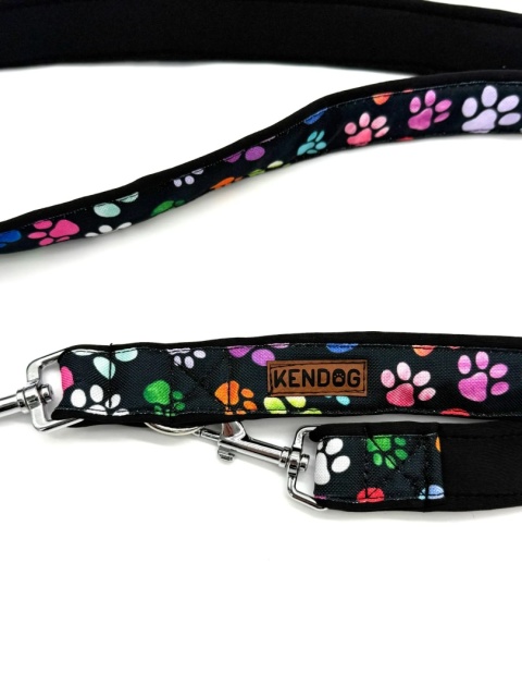 KENDOG Smycz przepinana dla psa handmade 200 cm “Kolorowe łapki”