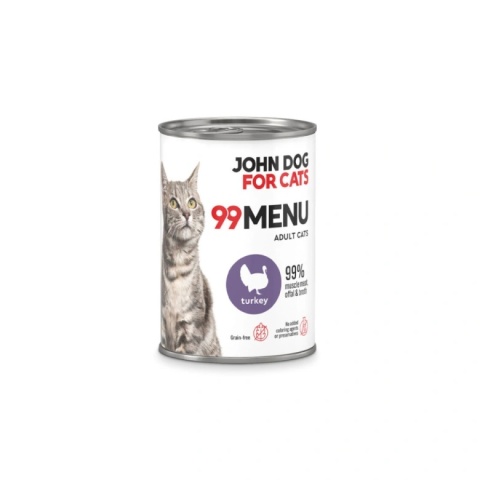 Karma mokra dla kota John Dog for Cats 99 MENU Kurczak i Indyk 400 g