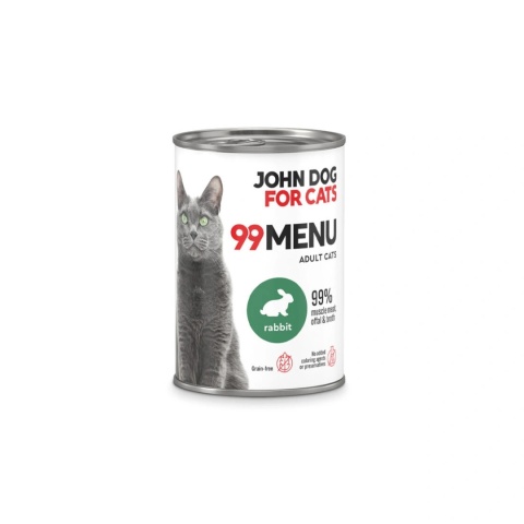 Karma mokra dla kota John Dog for Cats 99 MENU Kurczak i Królik 400 g