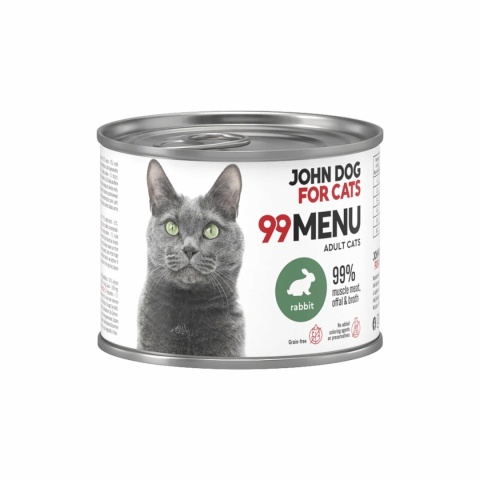 Karma mokra dla kota John Dog for Cats 99 MENU Kurczak i Królik 200 g
